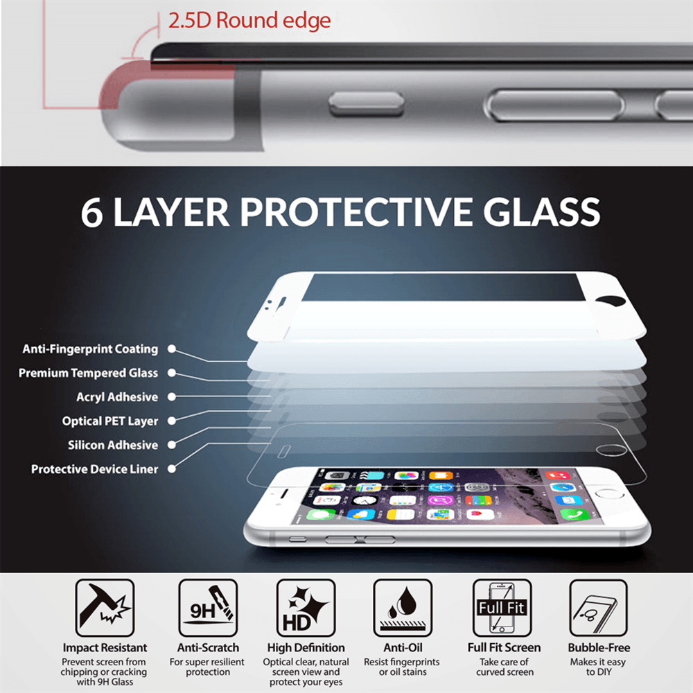 iPhone 6/6S Plus için spada Comfort Tam kaplayan Siyah Ekran koruma camı