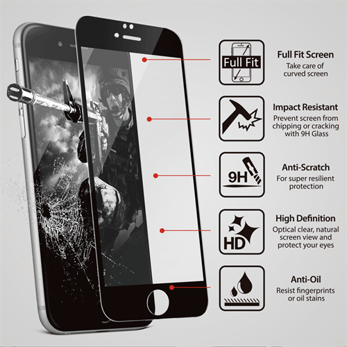 iPhone 7/8 için spada Comfort Tam kaplayan Siyah Ekran koruma camı