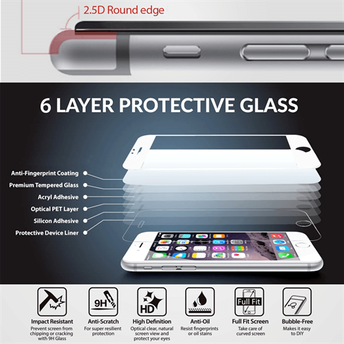 iPhone 7/8 Plus için spada Comfort Tam kaplayan Beyaz Ekran koruma camı