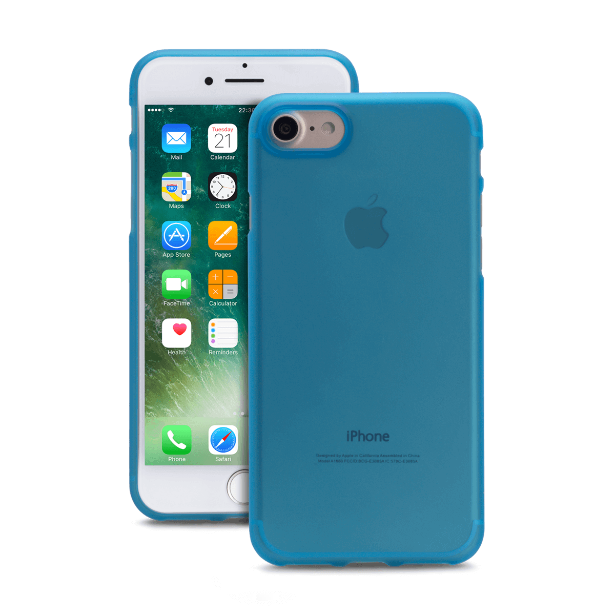iPhone 7/8/ SE için spada Ultra İnce TPU Mavi renk Kapak
